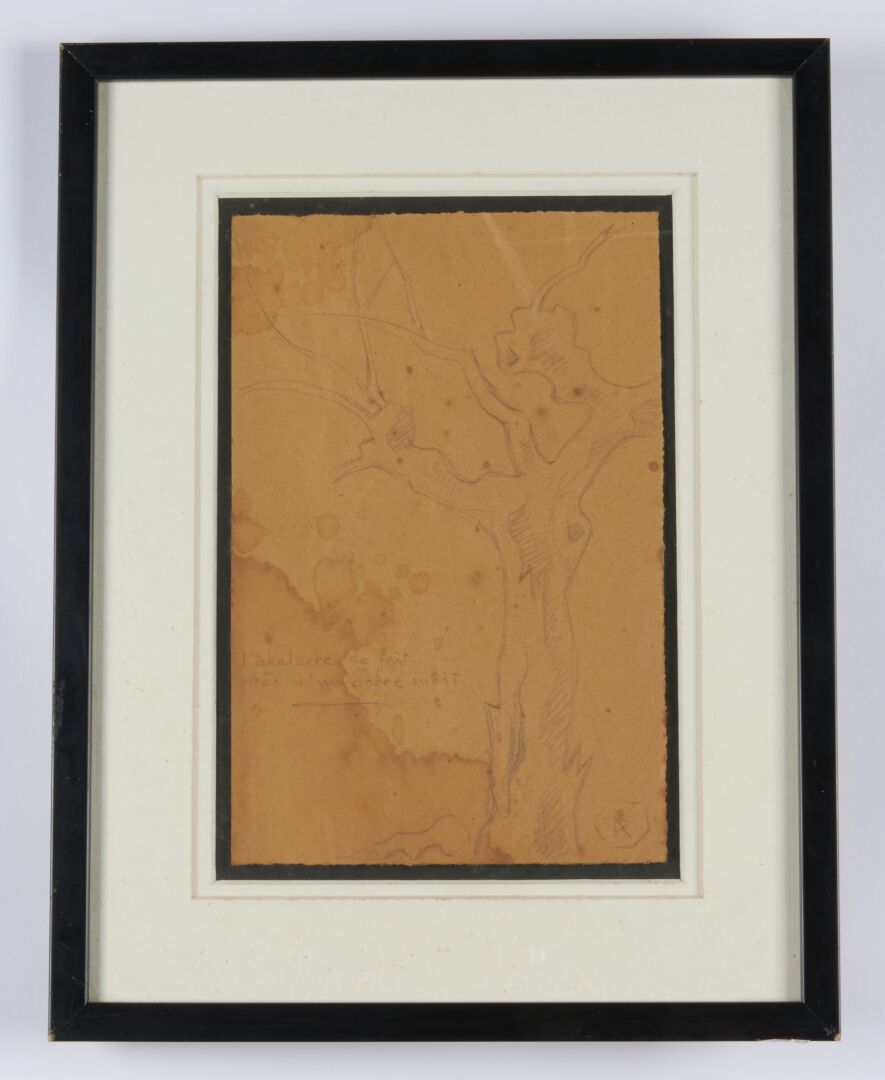 Null 阿鲁埃-拉米罗(1892-1971)

"阿克勒尔是在一棵枯树附近制作的"，画作右下角有字 - 25x16.5（有受潮的痕迹，应验）。