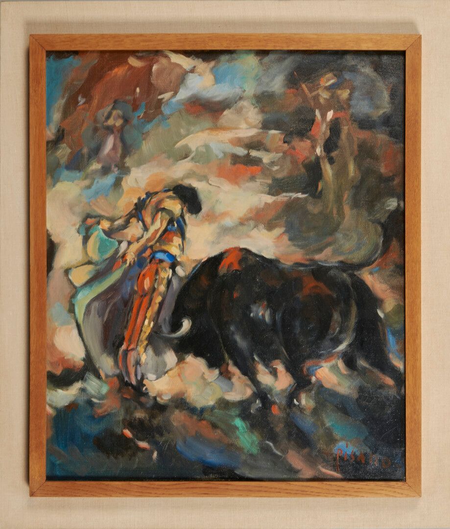 Null 皮萨诺-爱德华多(1912-1986)

"Corrida "布面油画，右下方有签名 - 55,5x46