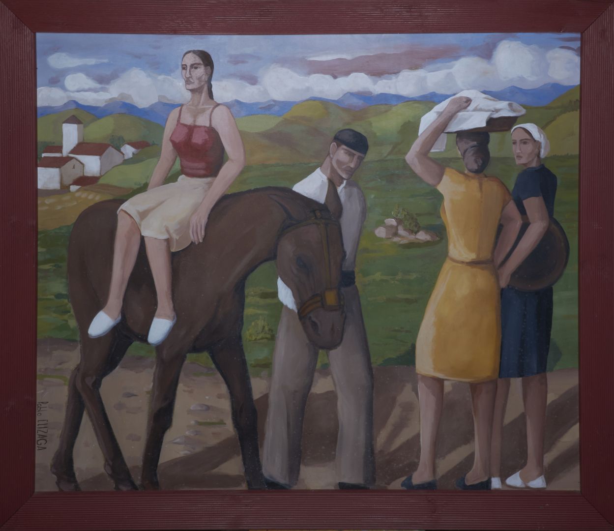 Null 埃利萨加-巴勃罗(生于1967年)

"从市场回来"，左下角有签名的油画 - 122x150（Chancis污渍）。