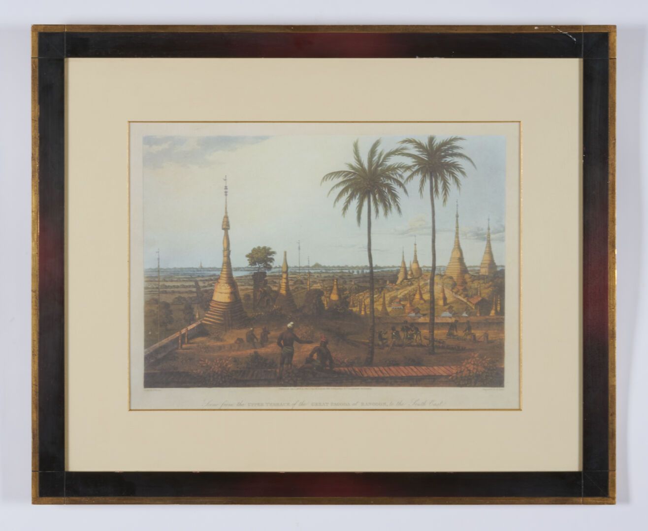 Null 两幅以缅甸为主题的英国版画 "大塔景观 "和 "大塔的上层平台"--33x48