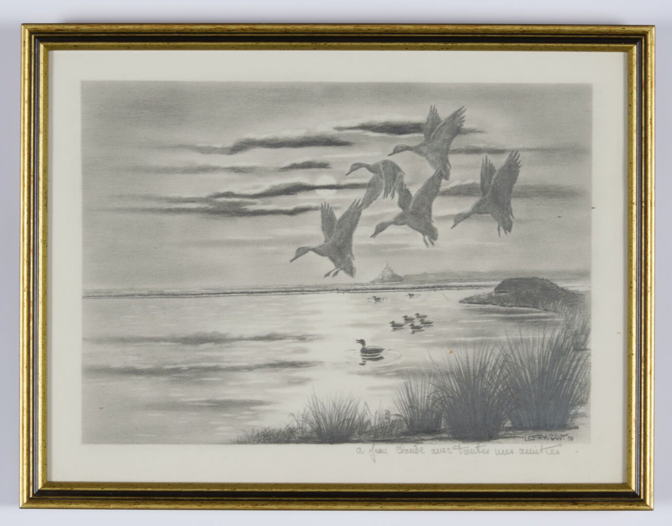 Null LESTRINGANT Jean-Claude

"Ducks in flight" pencil drawing signed in the low&hellip;