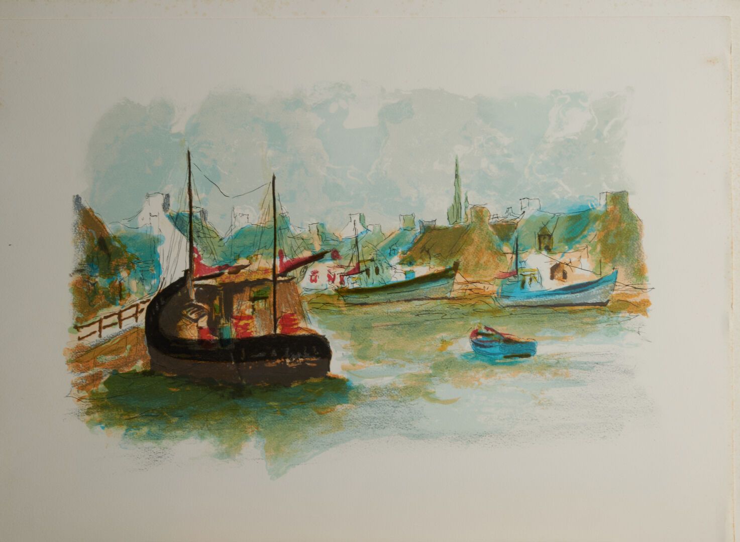 Null Ecole Moderne 

"Le port" lithographie - 53,5x76