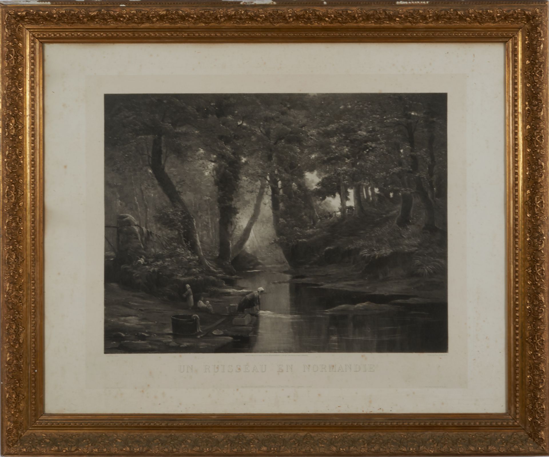 Null Two engravings "Stream in Normandy" and "Good evening!" - 63x76 (stains, fo&hellip;
