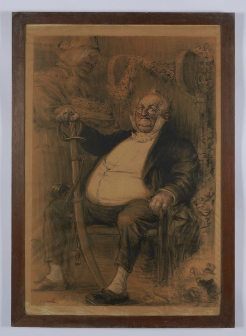 Null LEANDRE Charles (1862-1934)

"值得注意的 "用铅笔加高的雕刻，右下方和左方都有签名 - 95x65（有潮湿的痕迹