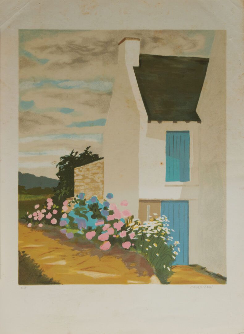 Null CARSUZAN Jean-Claude (生于1938年)

"房子 "艺术家的证明，右下方有签名 - 65x48