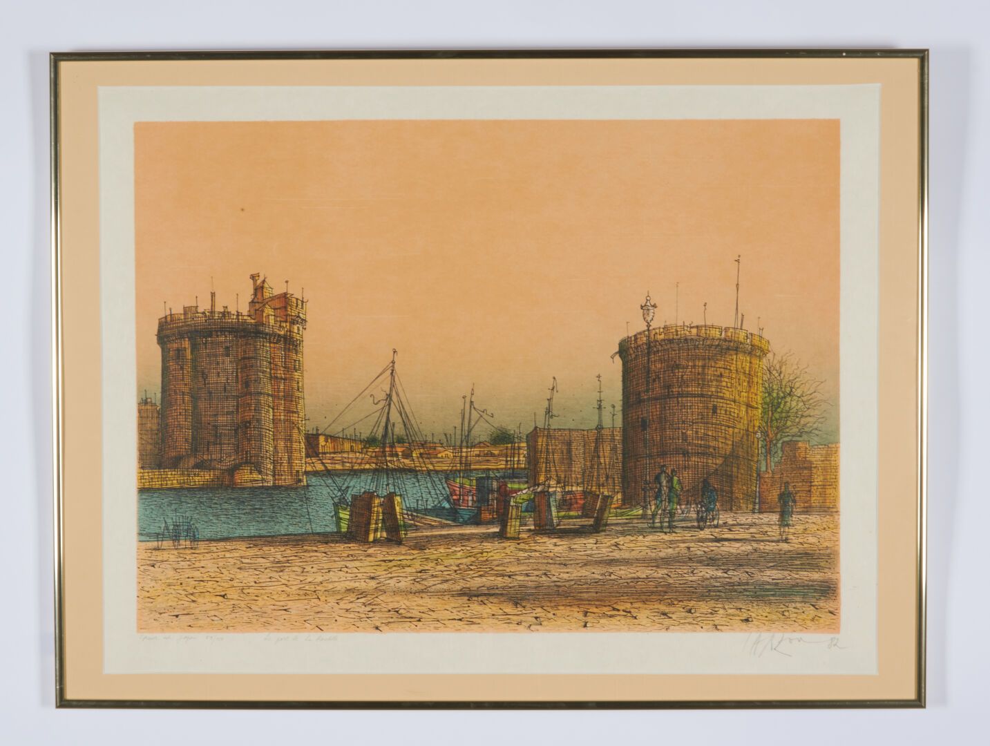 Null CARZOU Jean (1907-2000) "Port de la Rochelle" print on Japan paper signed l&hellip;