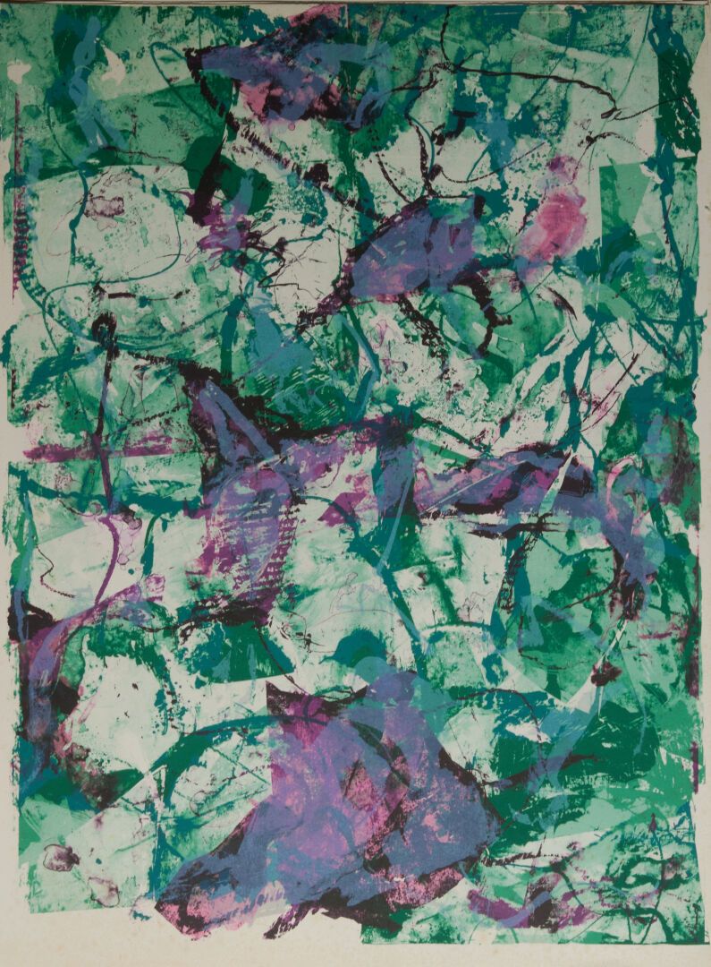 Null 金恩俊（生于1940年

"想象的世界V "石版画，背面有签名和标题 - 76x56