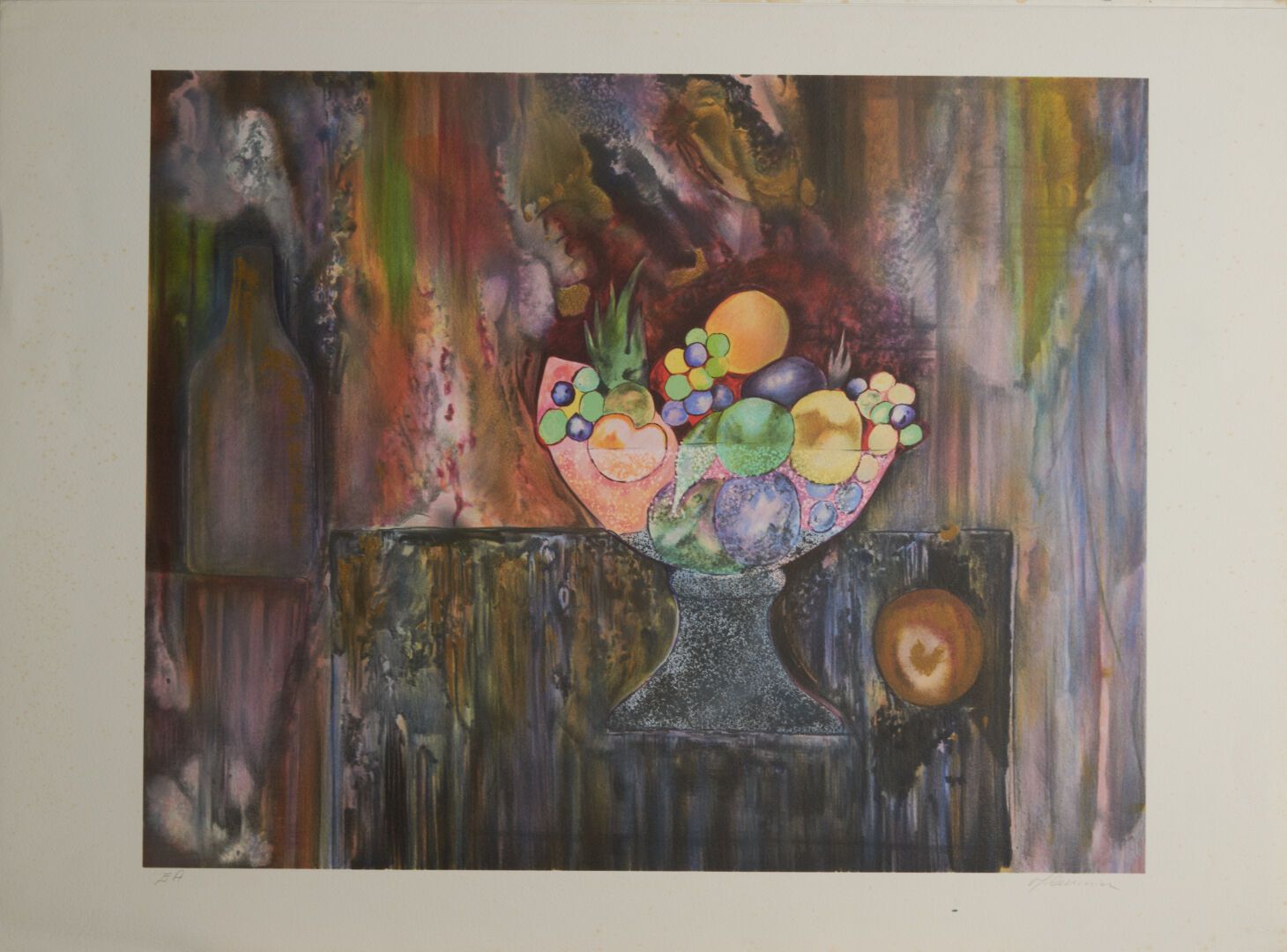 Null CURINIER Maryse 

"Cup of fruits" artist's proof signed lower right -56x76