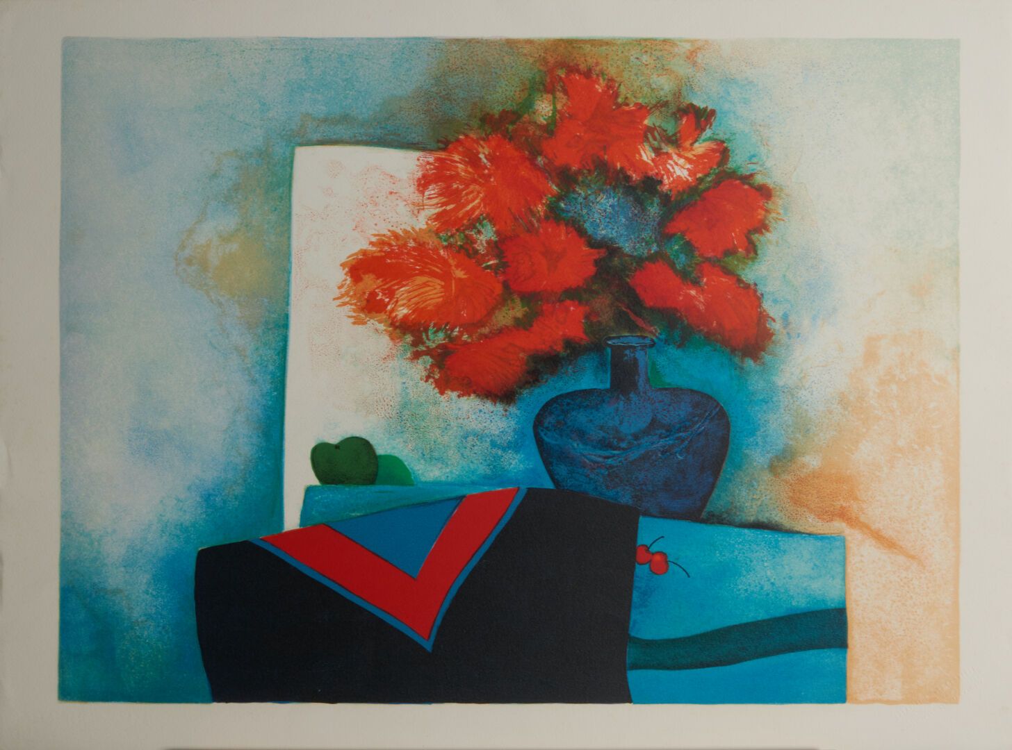Null 克劳德（GAVEAU）（生于1940年）。

背面的 "红色塔利奥的水果 "石版画 - 49x66