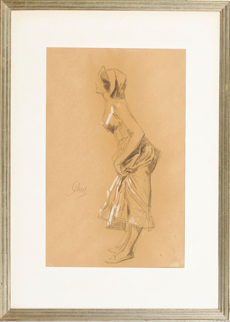 Null 朱利安 (1836-1932)

"年轻的优雅 "图画，有粉笔的亮点和注释 "J.樱桃"-37,5x23,5

出处：Edouard Niermans&hellip;