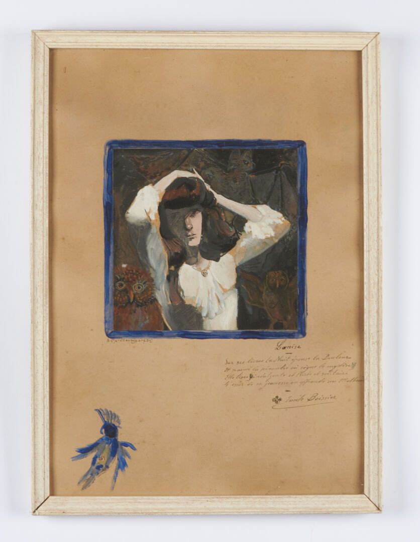 Null 梅罗达克-杰尼奥-亚历克西斯(1873-1919)

左下角有签名的水粉画 "Loenise"，右下角有Emile Boissier的诗作说明 - 3&hellip;