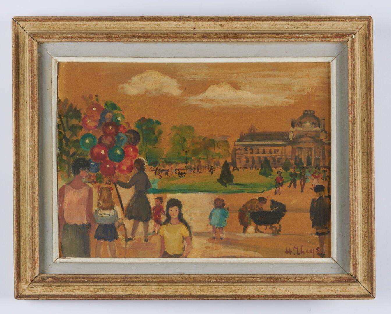 Null THEYS H.

"Au jardin du Luxembourg" 油画卡片，右下方有签名 - 24 x 33