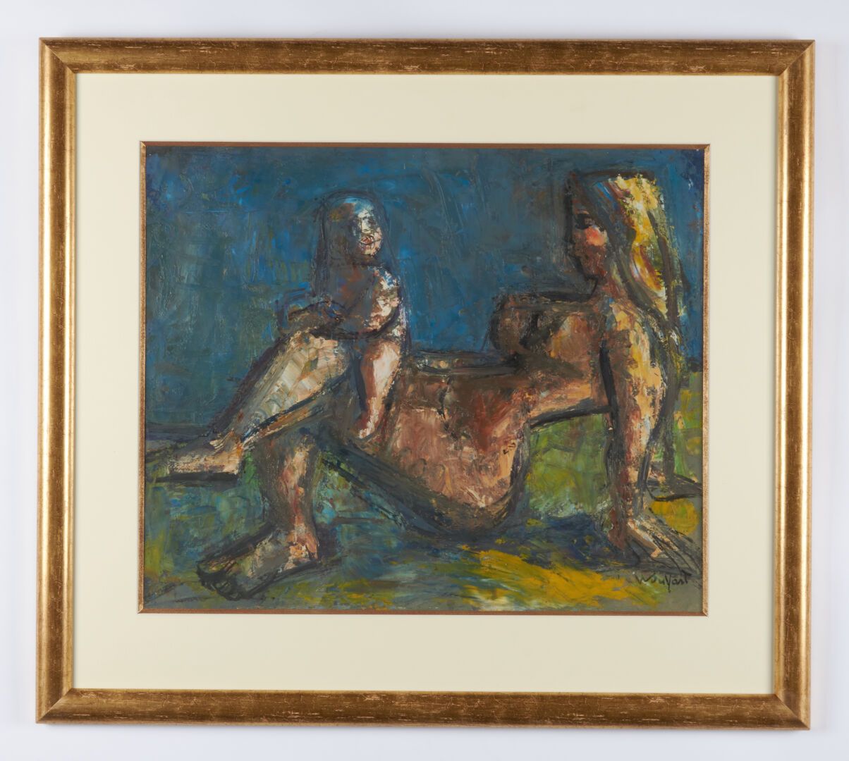 Null WOULFART Marius (1905-1991)

"母亲和孩子" 纸上油画，右下角有签名 - 43x52
