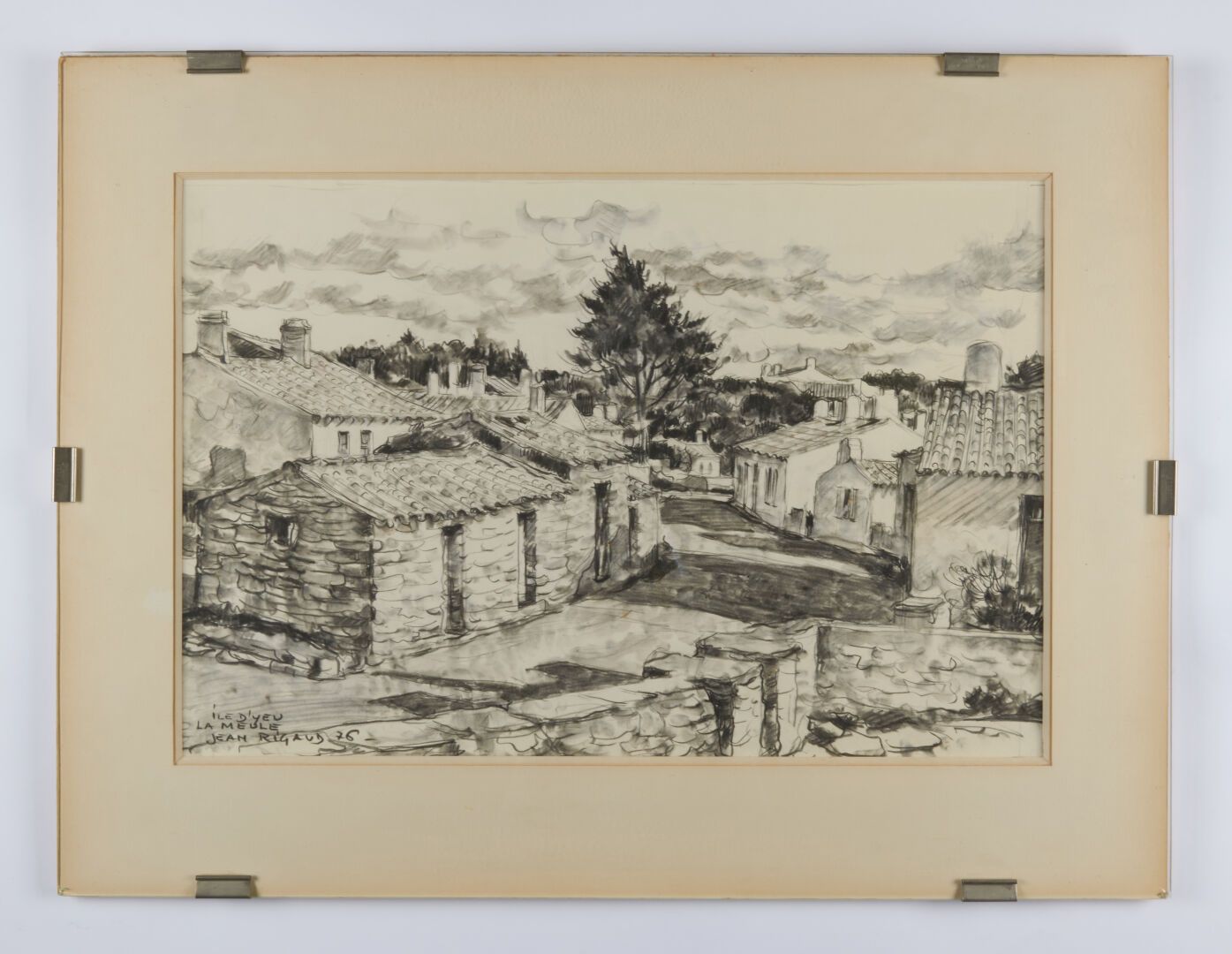 Null 里高德-让 (1912-1999)

"L'île d'Yeu, rue à la Meule "木炭和水洗，左下角有签名、日期和位置76 - 37.&hellip;