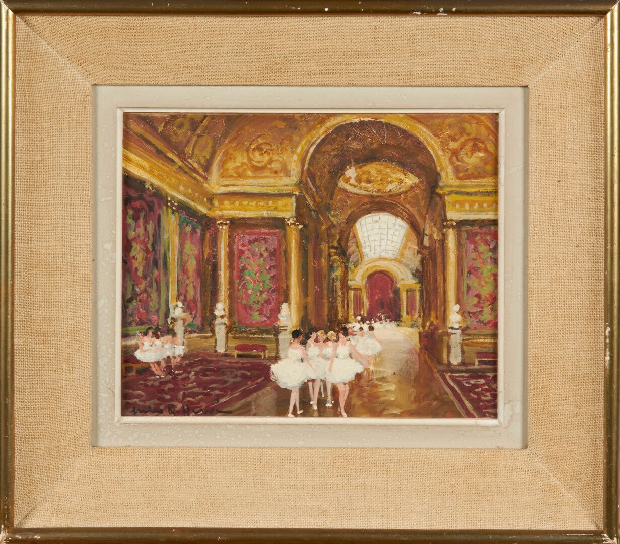 Null HERVE Jules-René (1887-1981) 

"Le foyer de l'opéra" huile sur carton signé&hellip;