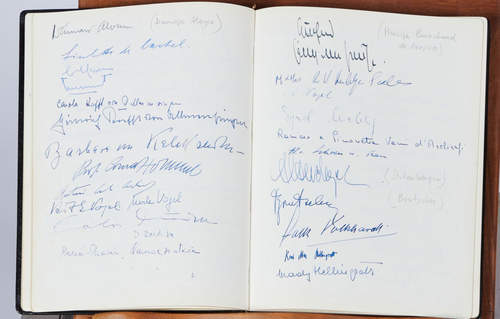 Null 前西班牙领事或大使在20世纪50年代的留言簿。包含四十多页的巴伐利亚名人和贵族的签名以及其他各种有待确认的签名（有些是用铅笔写的）。

午夜的蓝色懊恼&hellip;