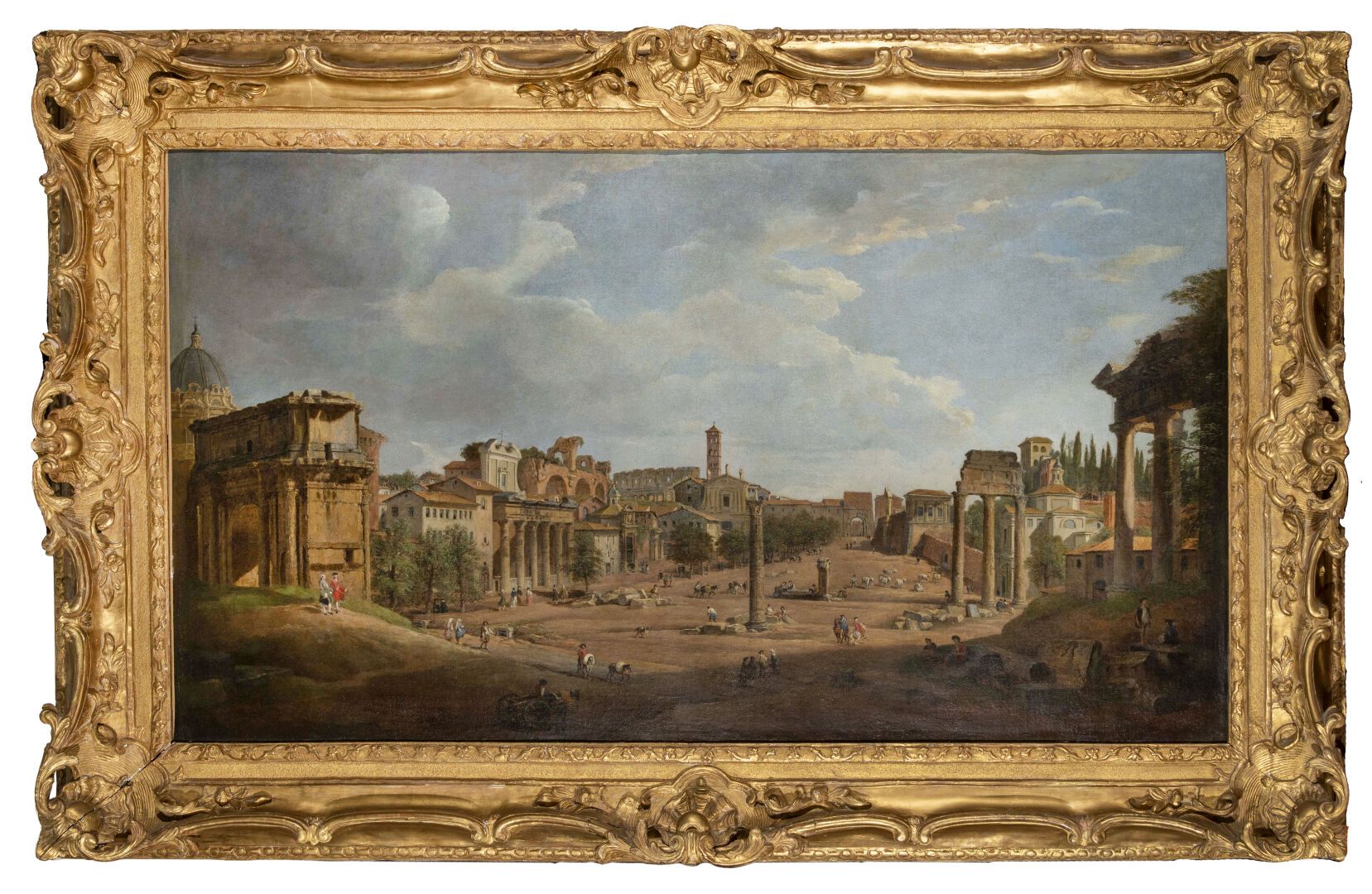Null 乔瓦尼-保罗-帕尼尼（皮亚琴察1691-罗马1765）。

从国会大厦眺望罗马广场

帆布

框架：修复物 高度：67厘米 宽度：119厘米

旧的修&hellip;