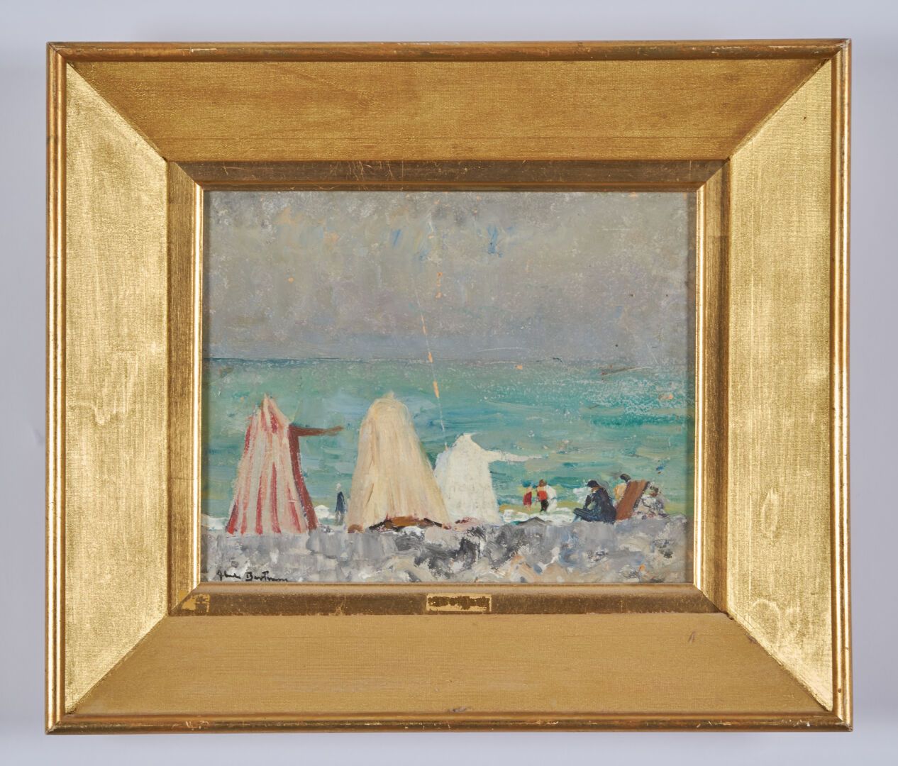 Null BERTRAM Abel (1871-1954)

"La plage" 

Huile sur carton marouflé sur pannea&hellip;