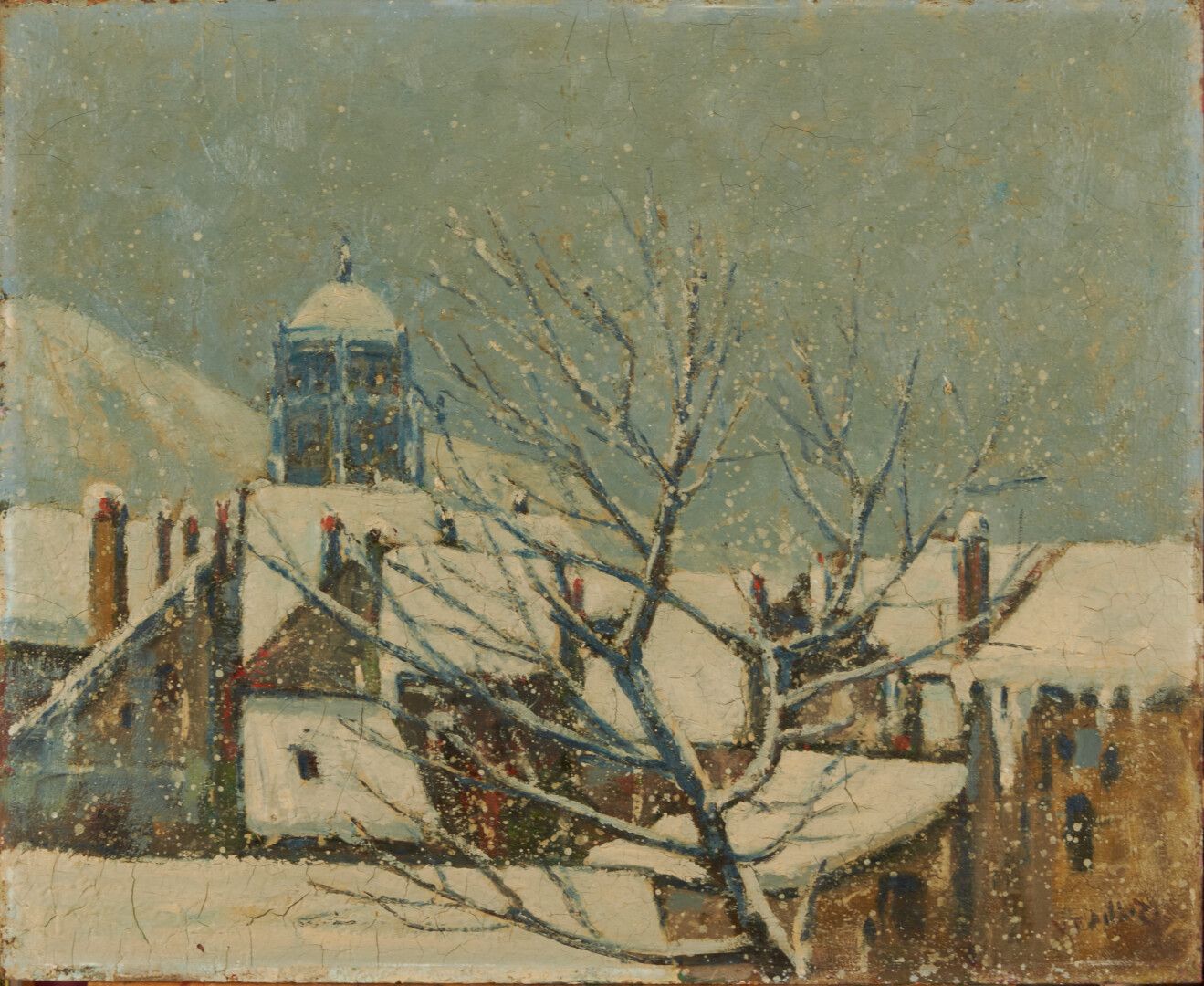 Null ECOLE MODERNE

"Les toits sous la neige"

Huile sur panneau d'isorel, porte&hellip;