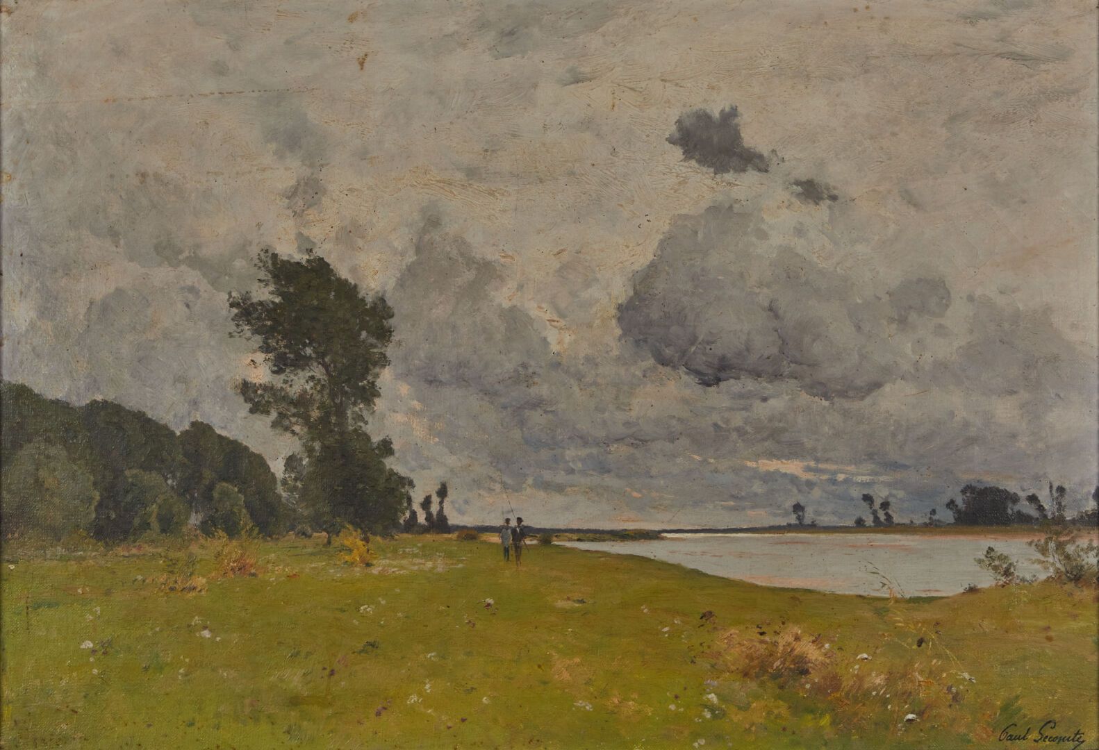 Null 勒科姆特-保罗(1842-1920)

"池塘边的渔民"。

布面油画，右下角有签名

38 x 55厘米



出处：Marcel DELARUE，&hellip;