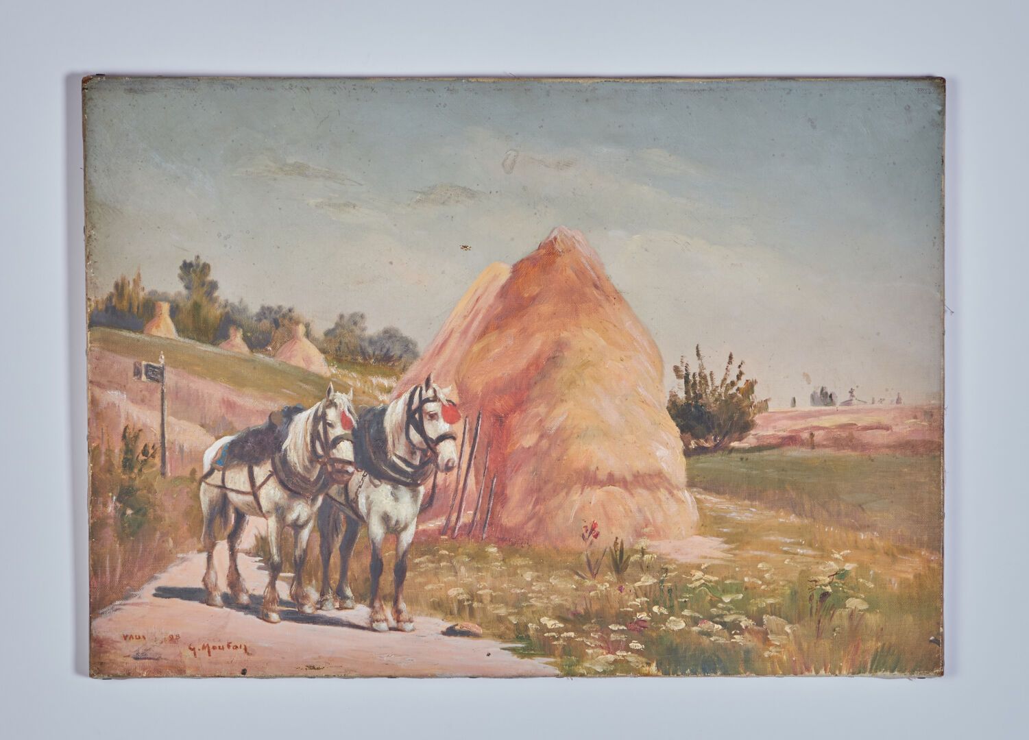 Null MOUTON Louis Georges (1862-1924)
"Cavalli del lavoro".
Olio su tela firmato&hellip;