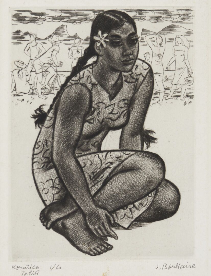 Null Jacques BOULLAIRE (1893-1976)
"Tahitienne"
Lithographie, signée en bas à dr&hellip;