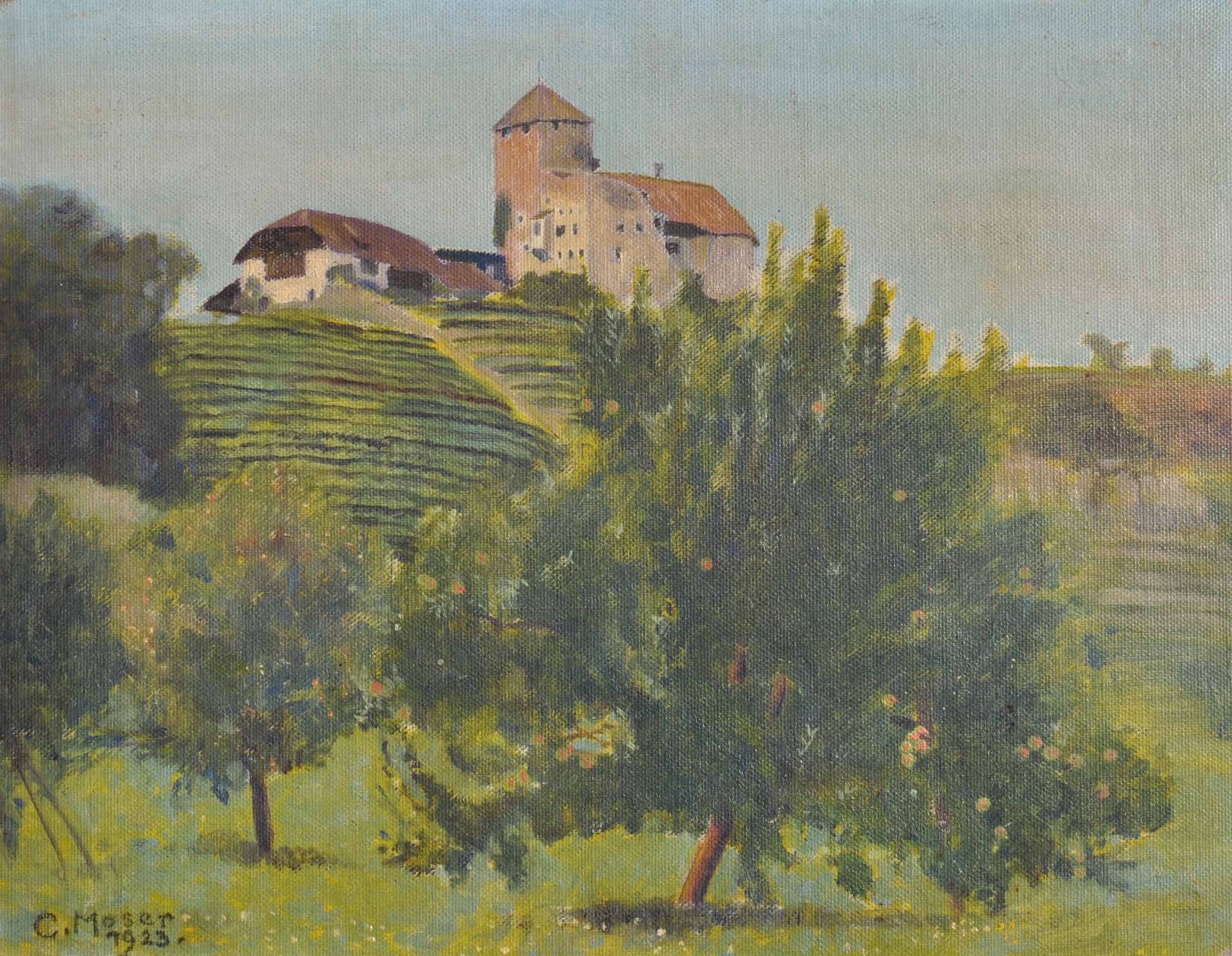 Schloss Warth bei Eppan, 1923;Öl auf Leinwand auf Karton…