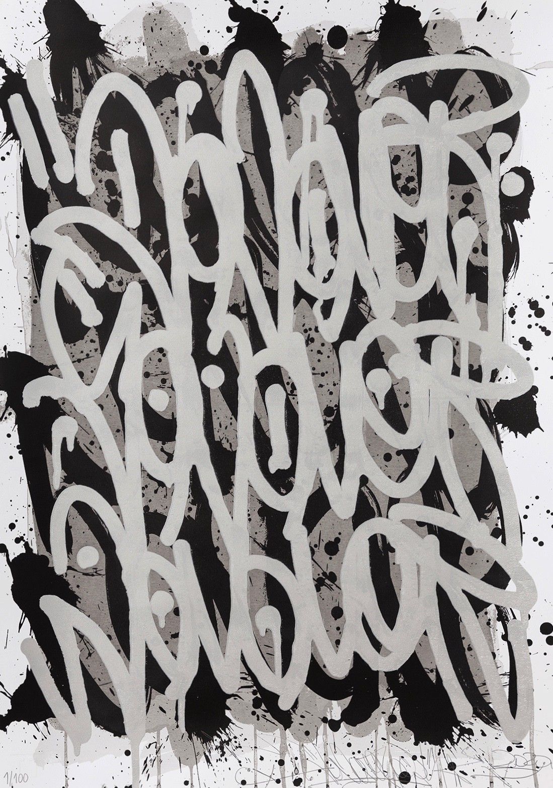 JONONE (né en 1963) 艺术家JONONE的绢本书法。 2020年制造，编号为65/100，有艺术家签名。 尺寸70*50厘米 
标题：《风暴2&hellip;