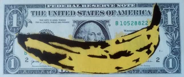 Amorce ARTE DA CASSA
"Banana
Tecnica mista su vera banconota da 1 dollaro, stenc&hellip;