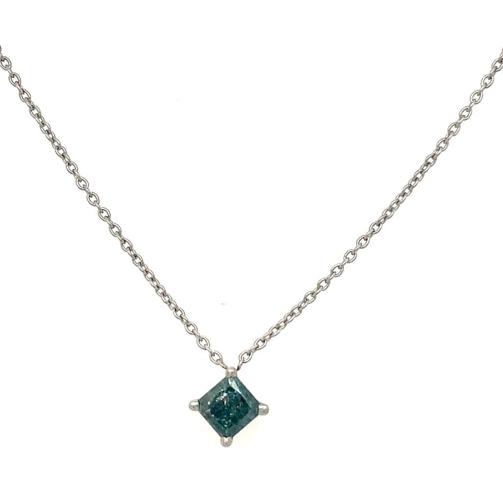 Null 14K WHITE GOLD 1.95 GR NECKLACE WITH 0.65 CT DIAMOND COLOR EXALTED DEEP BLU&hellip;