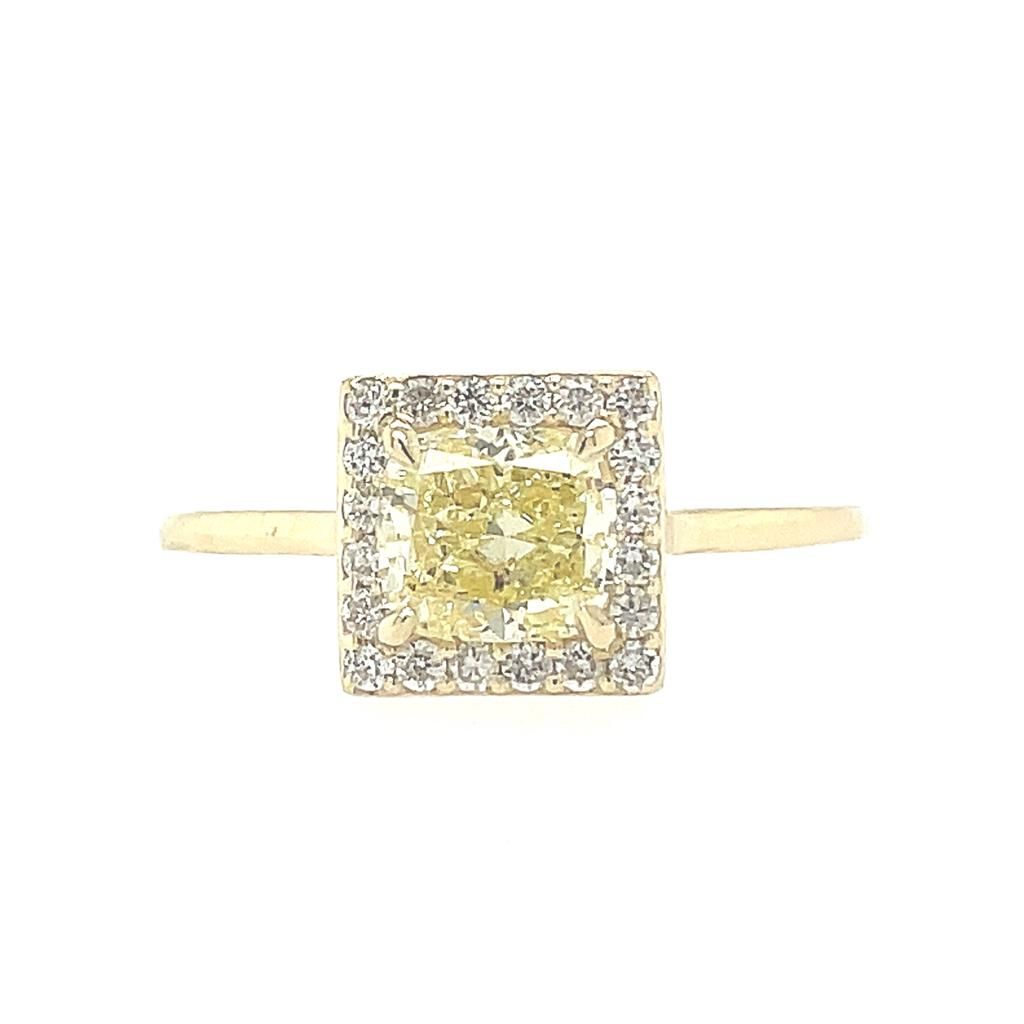 Null ANELLO IN ORO GIALLO 14K 1.58 GR CON DIAMANTE 1.00 CT FANCY GIALLO PUREZZA &hellip;