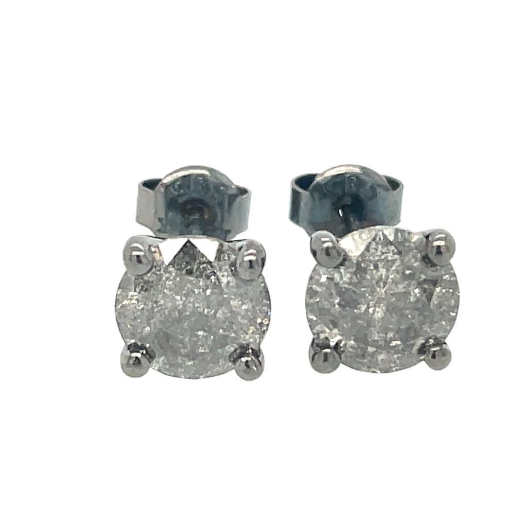 Null 14K 2.05 G PENDIENTES DE ORO BLANCO CON 3.03 CT FANTASÍA NEGRO DIAMANTE N /&hellip;