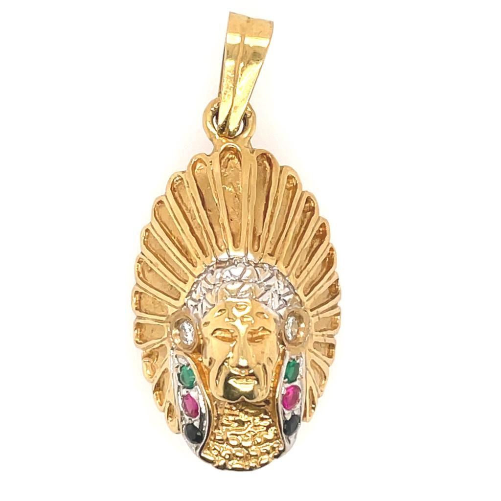 Null 18K YELLOW GOLD 11.68 GR INDIAN SUBJECT PENDANT WITH DIAMONDS FOR 0.16 CT T&hellip;