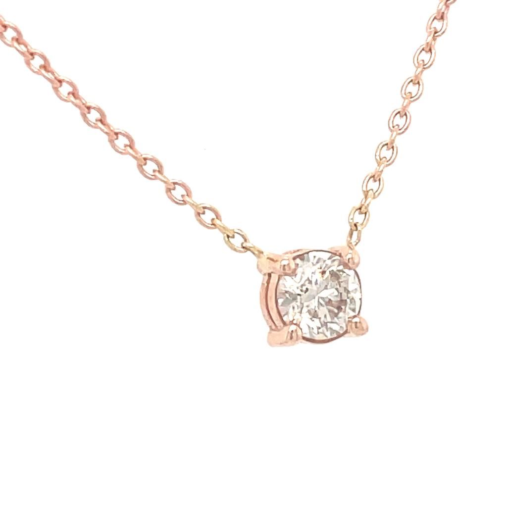 Null COLLIER EN OR ROSE 14K 2,06 G AVEC DIAMANT 0,40 CT I/SI2 CERTIFICAT AIG - P&hellip;