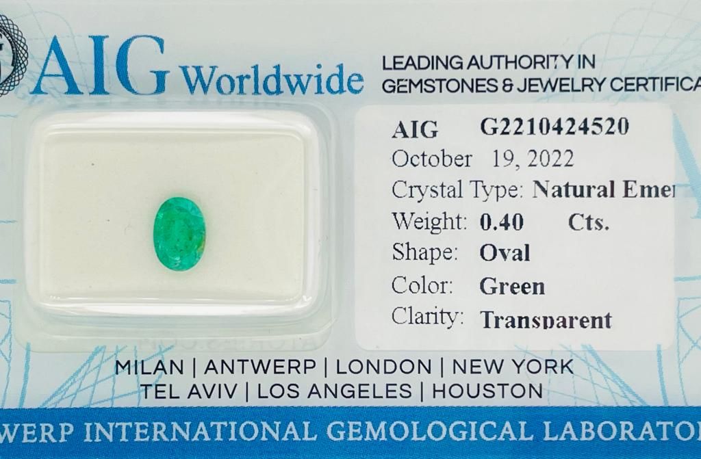 Null 1颗天然祖母绿0.4克拉绿色椭圆形切割 - AIG证书 - PR20901-10