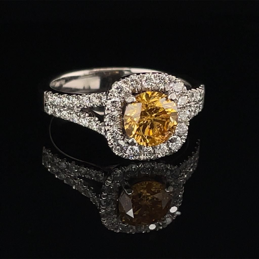 Null 14k 5.03 g白金戒指，镶有深橙黄色钻石fancy 1.14 ct + brilliants for 0.32 ct gia证书 - rng20&hellip;