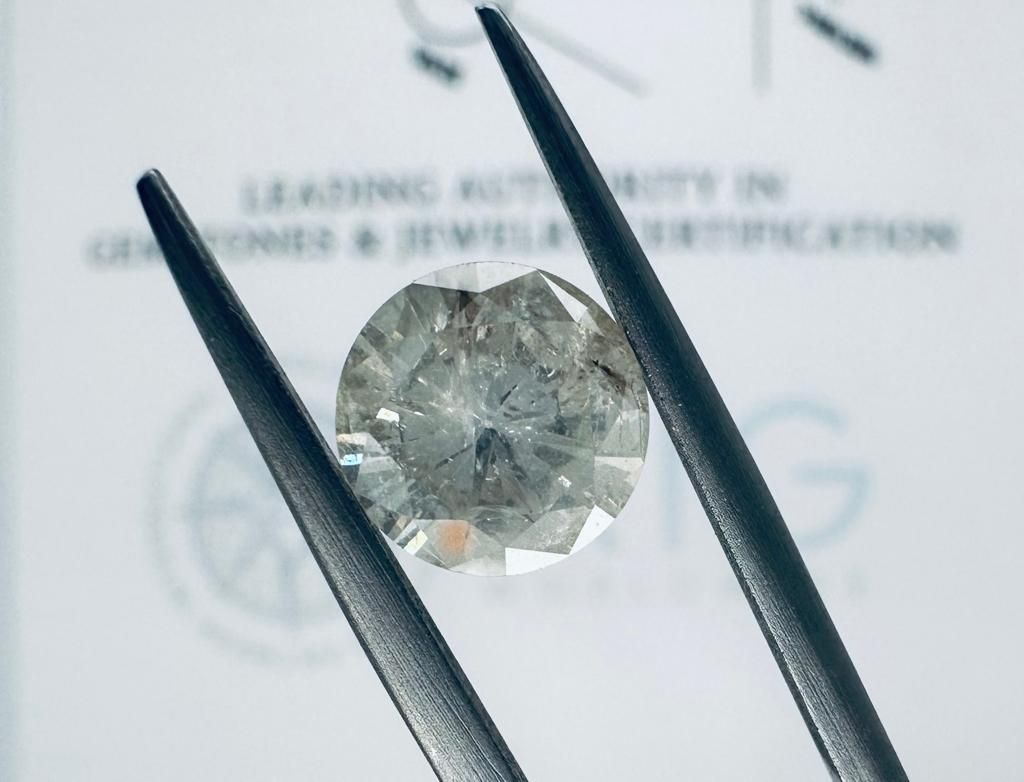 Null 钻石2.51克拉K - I2 - 明亮式切割 - AIG证书+激光刻字 - C30218-3