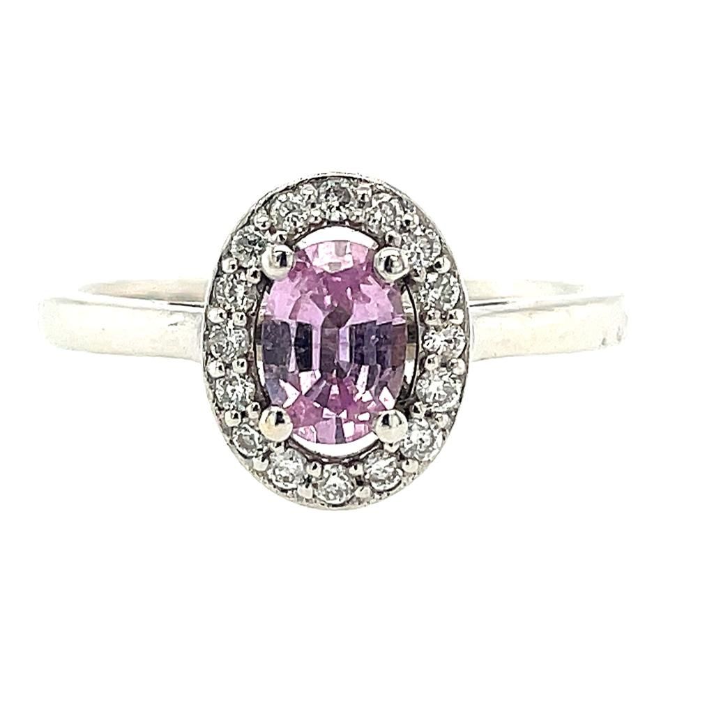Null 14K WHITE GOLD 2.94 GR RING WITH 0.62 CT PINK SAPPHIRE AND DIAMONDS FOR 0.1&hellip;