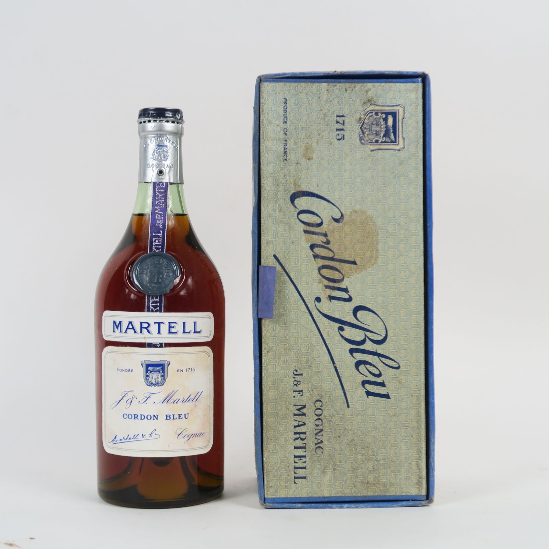 Null 1 VECCHIA BOTTIGLIA DI COGNAC MARTELL "CORDON BLEU" - SCATOLA