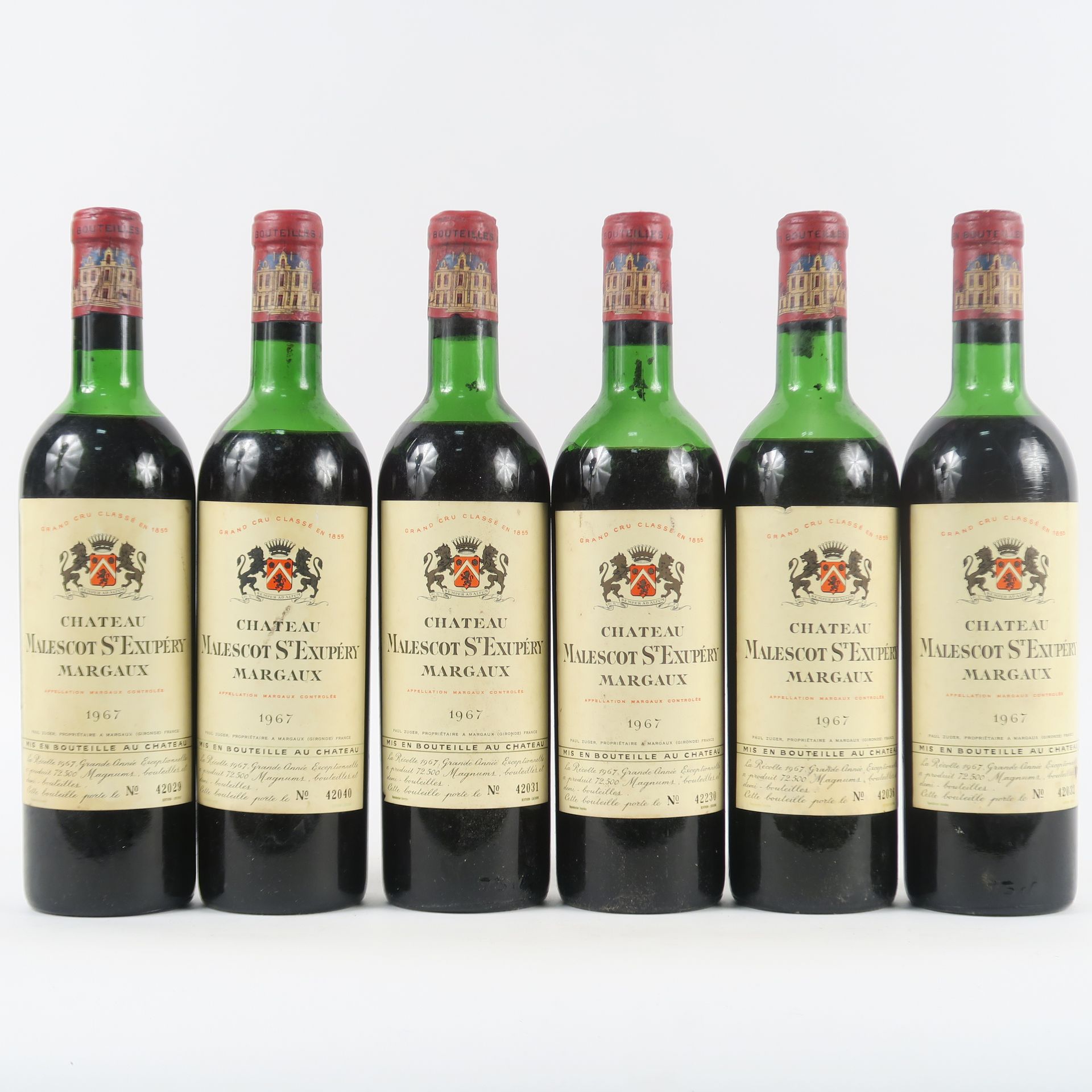 Null 6 BOUTEILLES MALESCOT ST EXUPERY GCC MARGAUX - 1967 - 2 HEP/2 MEP/2 BEP