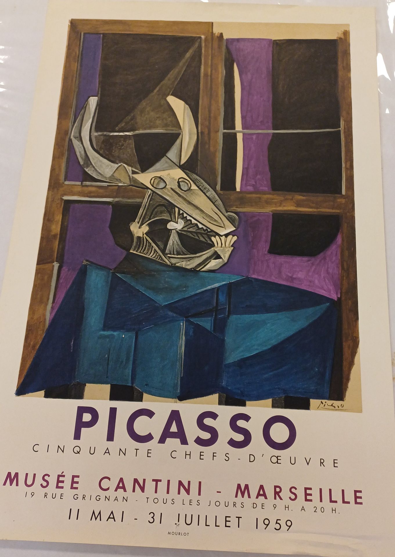 Picasso Affiche Picasso
Musée Cantini Marseille 1959
77 x 51 cm ( froissée en ba&hellip;