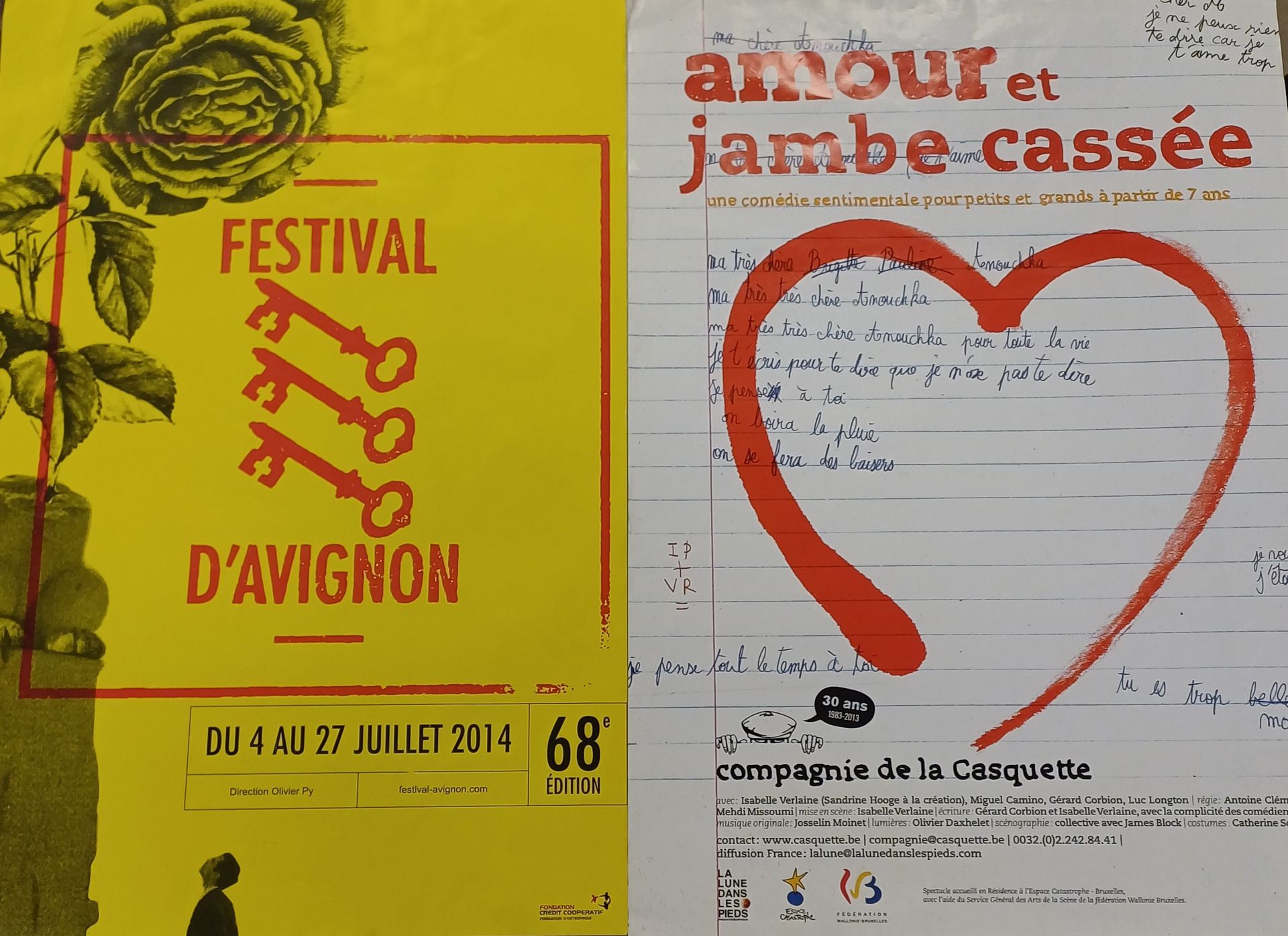 Null Lot de 2 affiches Festival d'Avignon, 2013 et 2014
60 x 42 cm