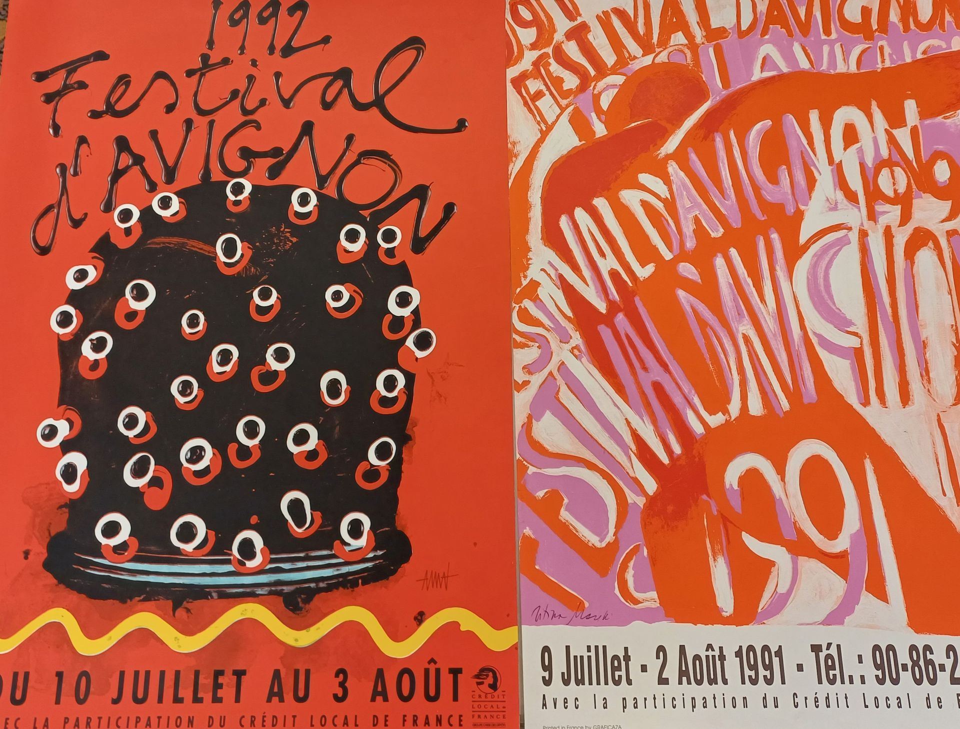 Null Lot de 3 affiches Festival d'Avignon , 1990 , 1991 et 1992
61 x 43 cm