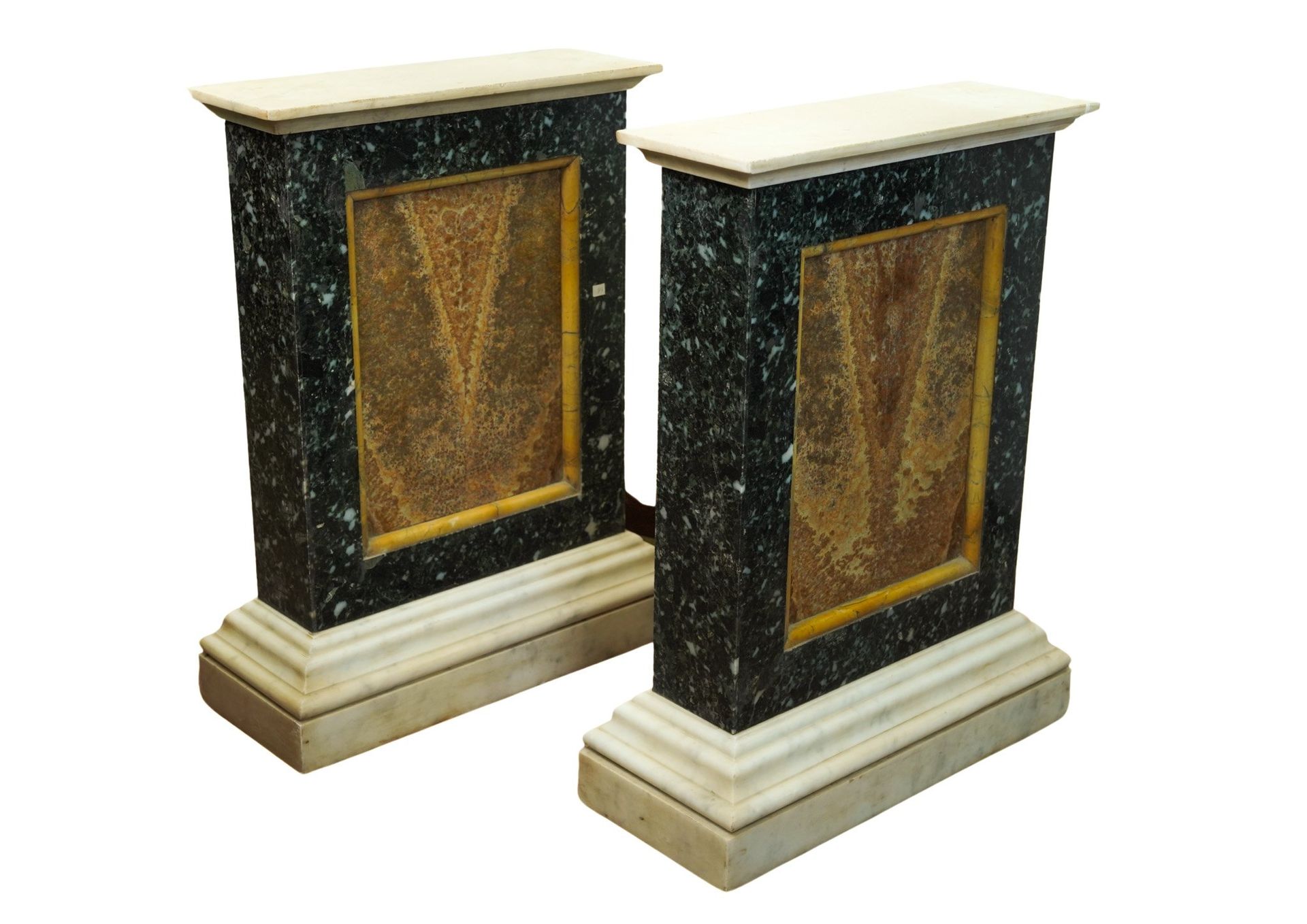 Null Pair of bases in Ancient Green and Alabaster, 70x55x22cm - XX century