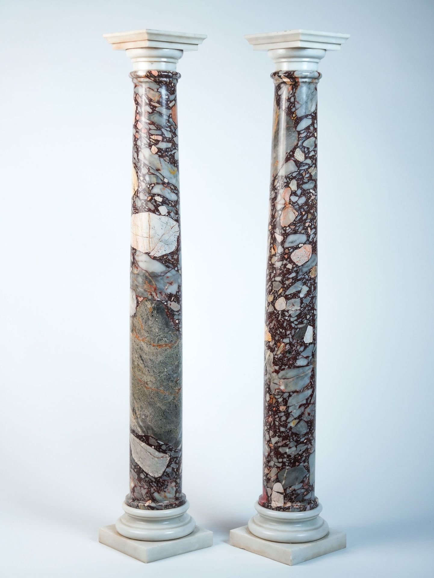 Null Paire de colonnes en marbre, 83x13x13cm - 20e siècle