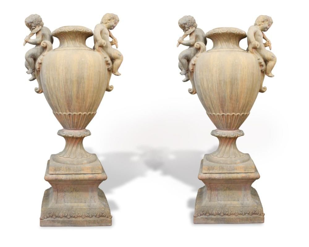 Null Paire de grands vases en terre cuite, 140x72x54cm - 20e siècle