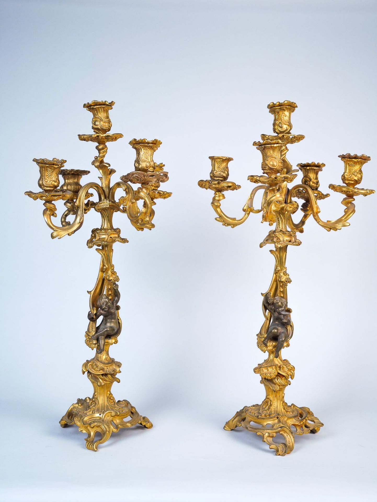 Null Paire de candélabres en bronze, 50x33x33cm - 19ème siècle