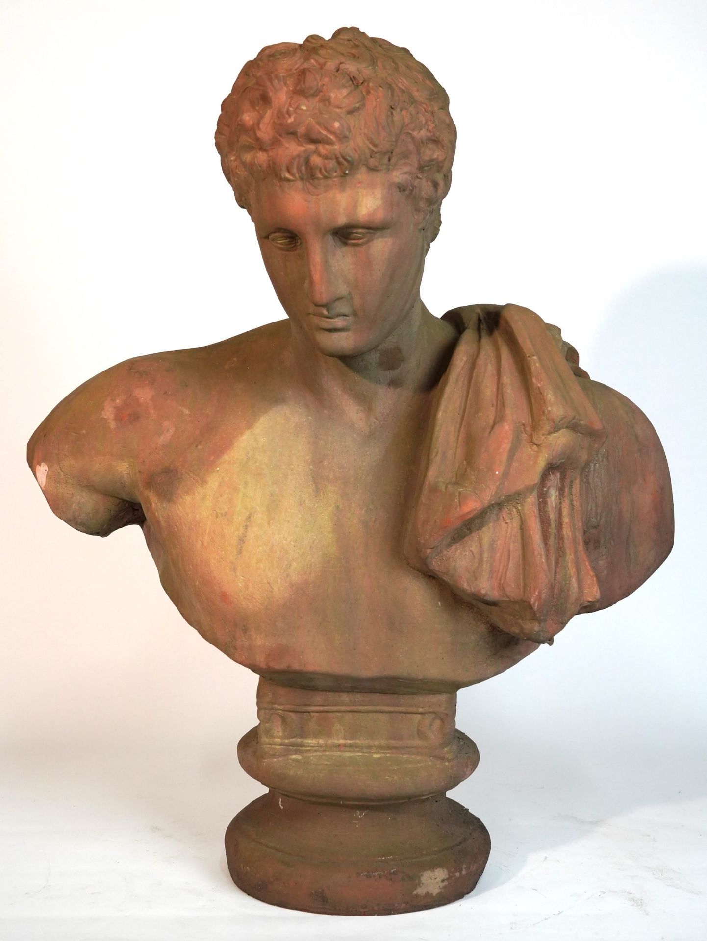 Null Terrakotta-Skulptur des Antinoos - 100x65x42cm, 20. Jahrhundert