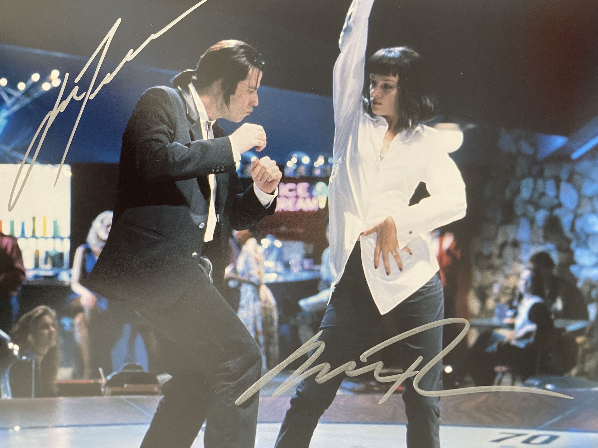 Pulp Fiction John Travolta and Uma Thurman signed photo Pulp Fiction foto firmad&hellip;