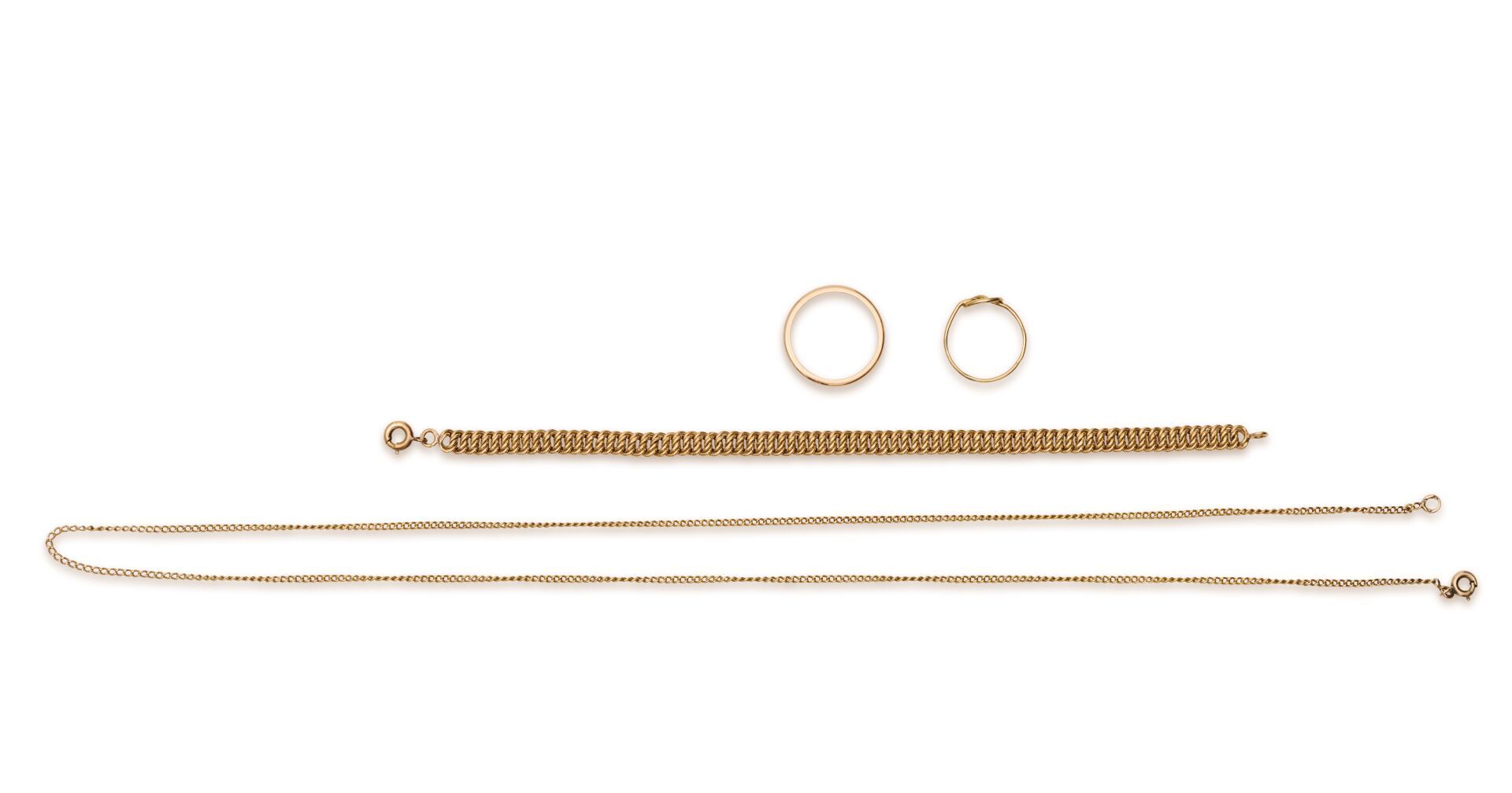 Lot en or Lotto in oro 18 ct. (750°) composto da una catena forçat, un bracciale&hellip;